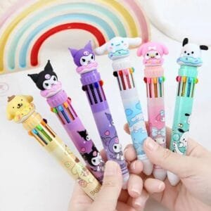 🌈 Caneta Esferográfica 10 Cores - Super Fofinha! 🌈