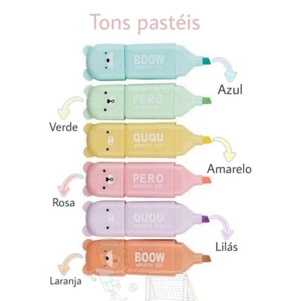 Marca Texto Ursinho - Tons Pastéis ✨🐻