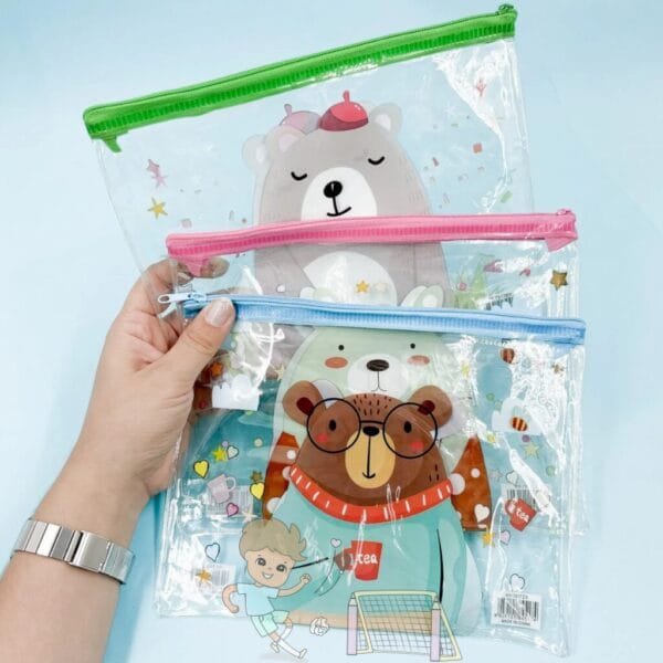 🐻✨ Estojo Zíper Transparente - Bichinhos Fofos M ✨🐻