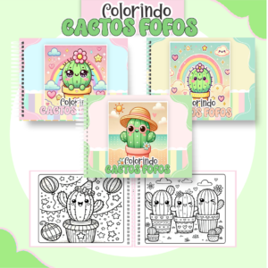 Livro de Colorir - Tema Cactos Fofos