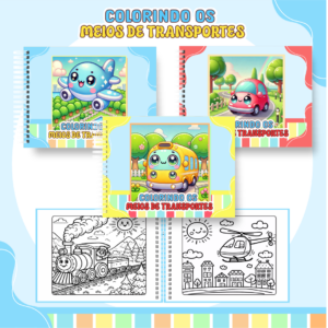 Livro de Colorir  - Tema Meios de Transportes