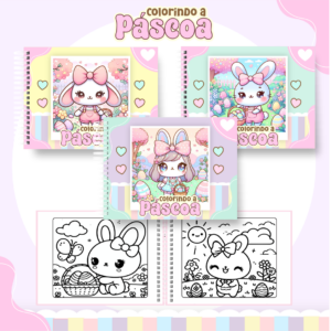 Livro de Colorir  - Tema Páscoa Menina