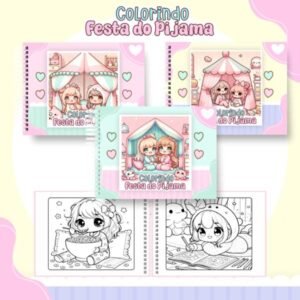 Livro de Colorir  - Tema Festa do Pijama
