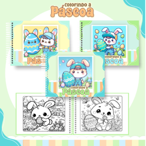 Livro de Colorir  - Tema Páscoa Menino