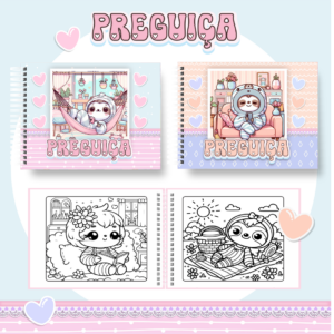 Livro de Colorir  - Tema Preguiça